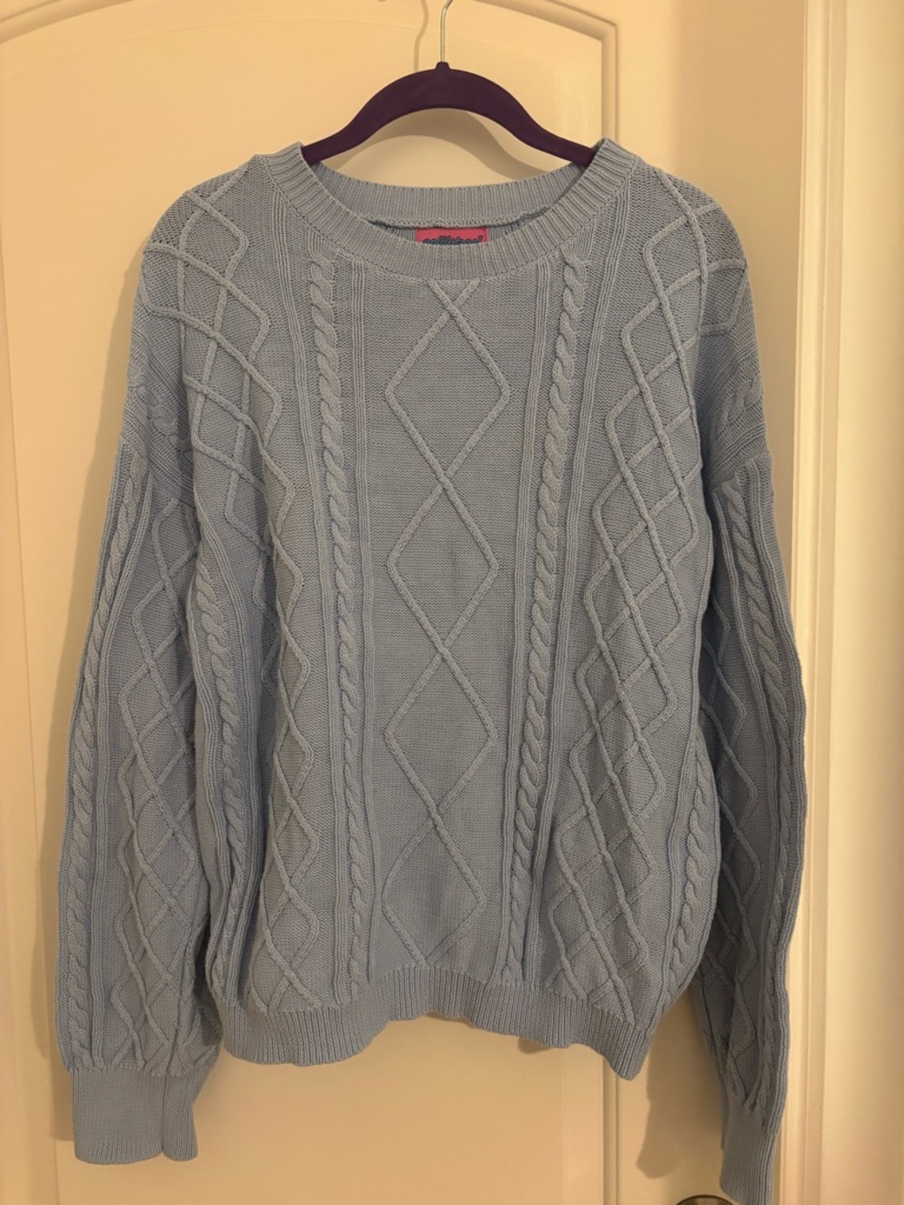 Edikted Men's Cable Crewneck Sweater in Pale Blue